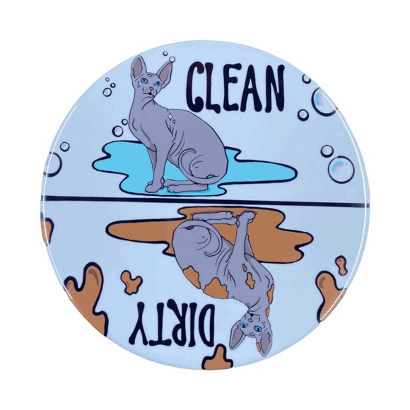 Black Sphynx Cat Dishwasher Magnet Kitchen Sign - Picture 1 of 3